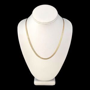 Vintage Herringbone Necklace Flat Chain Gold Plated Classic Chic NB1